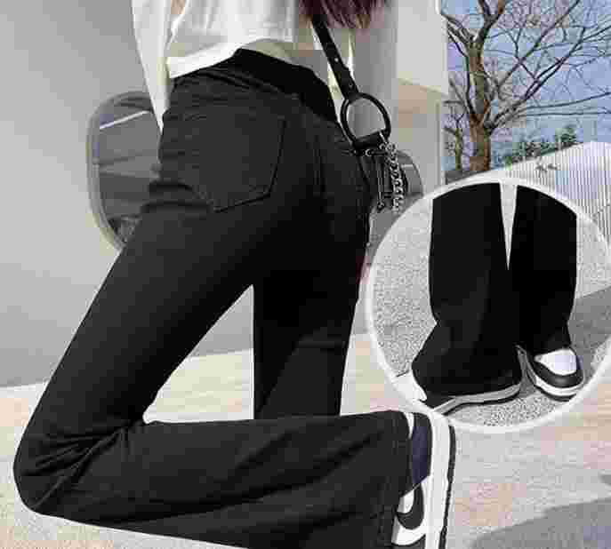 黑色微喇牛仔裤女2025年新款夏季薄款高腰显瘦弹力修身梨形喇叭裤